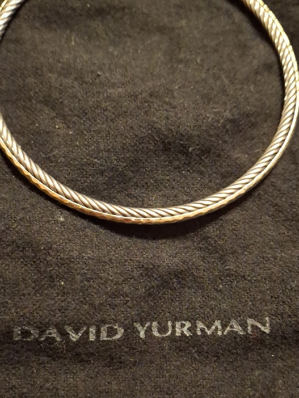 David Yurman Two-Tone Sterling Silver Cable And 18k Gold Hammered Bracelet